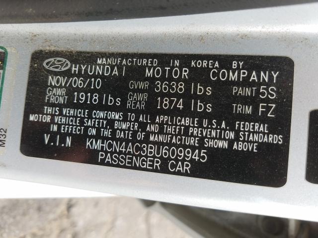 Photo 9 VIN: KMHCN4AC3BU609945 - HYUNDAI ACCENT GLS 