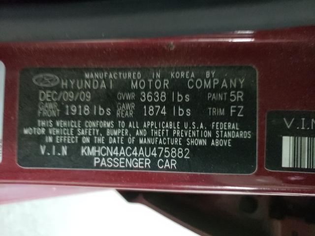 Photo 9 VIN: KMHCN4AC4AU475882 - HYUNDAI ACCENT GLS 