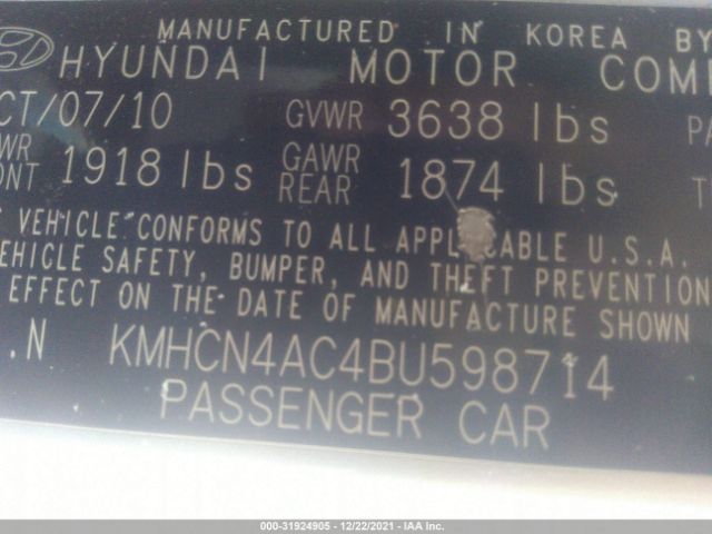 Photo 8 VIN: KMHCN4AC4BU598714 - HYUNDAI ACCENT 