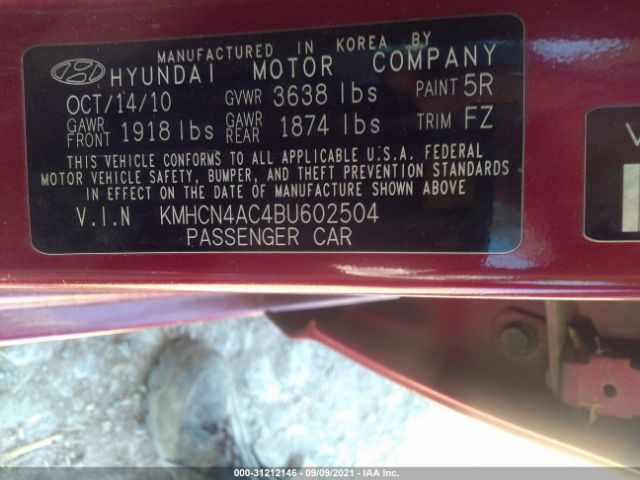 Photo 8 VIN: KMHCN4AC4BU602504 - HYUNDAI ACCENT 