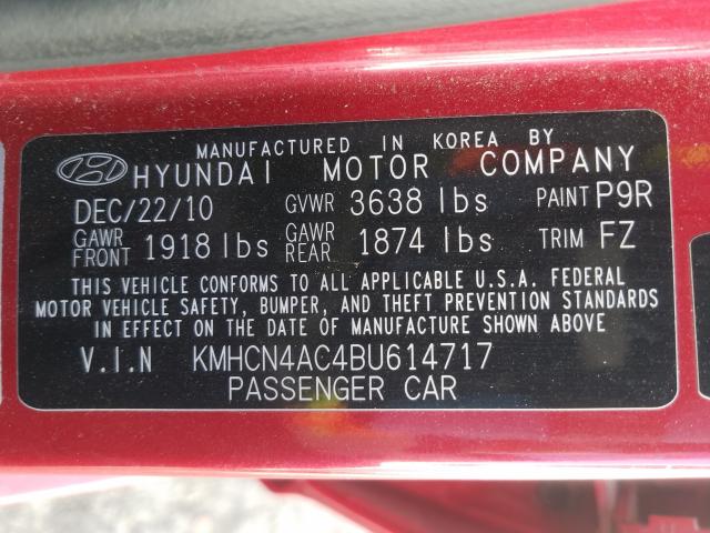 Photo 9 VIN: KMHCN4AC4BU614717 - HYUNDAI ACCENT GLS 