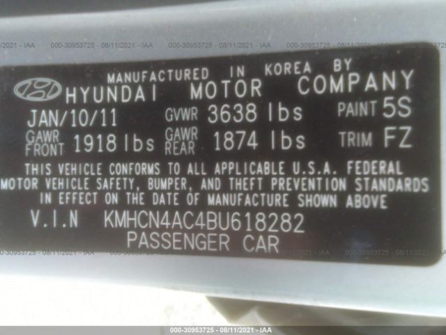 Photo 8 VIN: KMHCN4AC4BU618282 - HYUNDAI ACCENT 