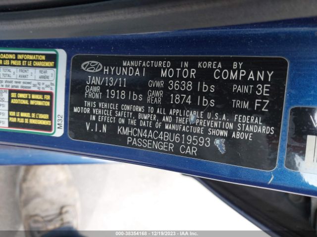 Photo 8 VIN: KMHCN4AC4BU619593 - HYUNDAI ACCENT 