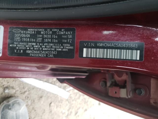 Photo 9 VIN: KMHCN4AC5AU431843 - HYUNDAI ACCENT GLS 