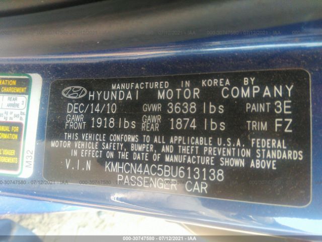 Photo 8 VIN: KMHCN4AC5BU613138 - HYUNDAI ACCENT 