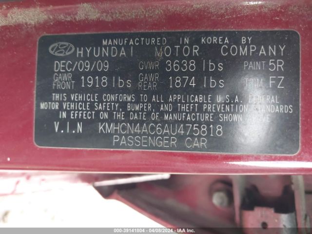 Photo 8 VIN: KMHCN4AC6A4475818 - HYUNDAI ACCENT 