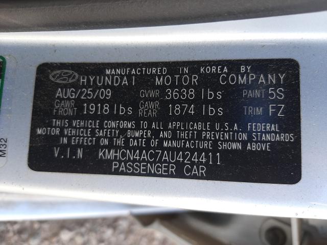 Photo 9 VIN: KMHCN4AC7AU424411 - HYUNDAI ACCENT GLS 