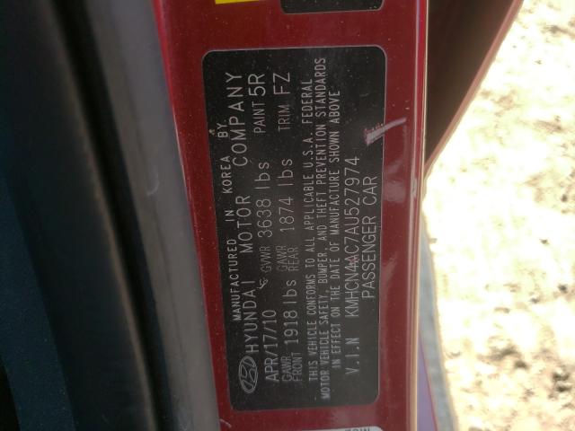 Photo 9 VIN: KMHCN4AC7AU527974 - HYUNDAI ACCENT GLS 