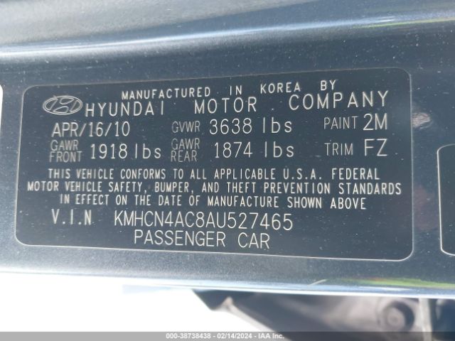 Photo 8 VIN: KMHCN4AC8AU527465 - HYUNDAI ACCENT 