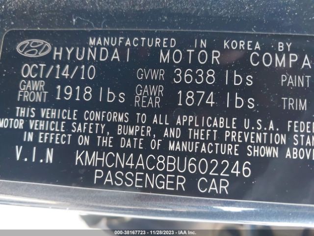 Photo 8 VIN: KMHCN4AC8BU602246 - HYUNDAI ACCENT 