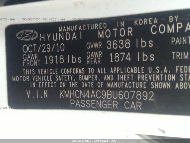 Photo 8 VIN: KMHCN4AC9BU607892 - HYUNDAI ACCENT 