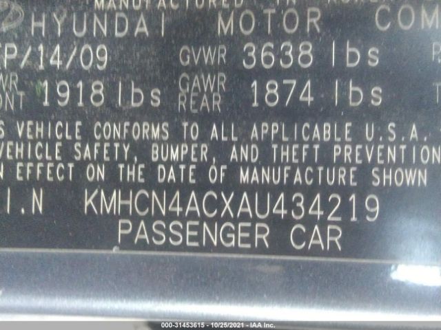 Photo 8 VIN: KMHCN4ACXAU434219 - HYUNDAI ACCENT 