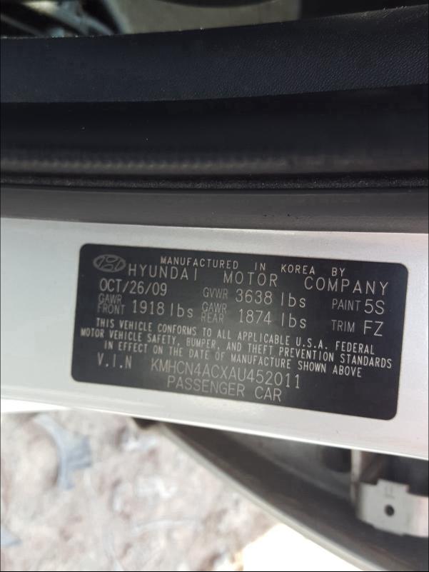 Photo 9 VIN: KMHCN4ACXAU452011 - HYUNDAI ACCENT GLS 