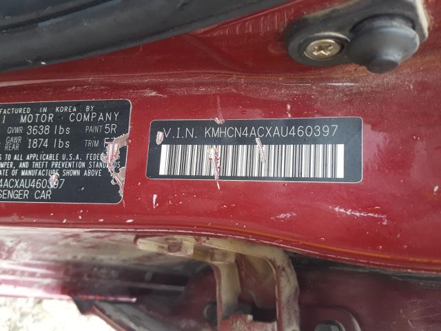 Photo 9 VIN: KMHCN4ACXAU460397 - HYUNDAI ACCENT GLS 