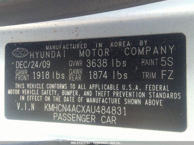 Photo 8 VIN: KMHCN4ACXAU484831 - HYUNDAI ACCENT 