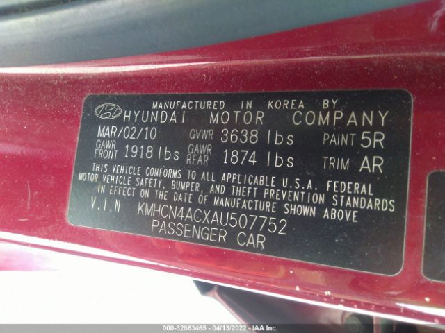 Photo 8 VIN: KMHCN4ACXAU507752 - HYUNDAI ACCENT 