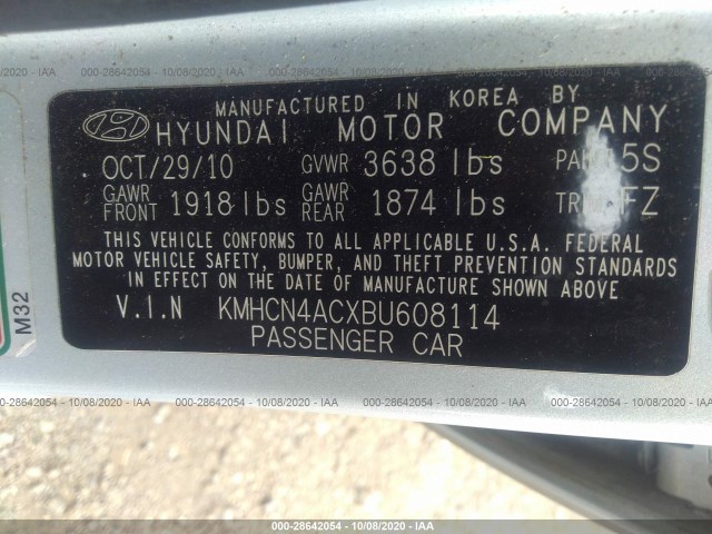 Photo 8 VIN: KMHCN4ACXBU608114 - HYUNDAI ACCENT 