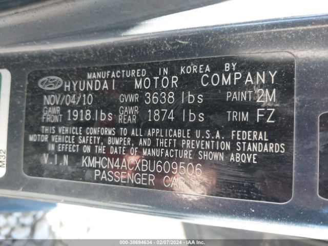 Photo 8 VIN: KMHCN4ACXBU609506 - HYUNDAI ACCENT 