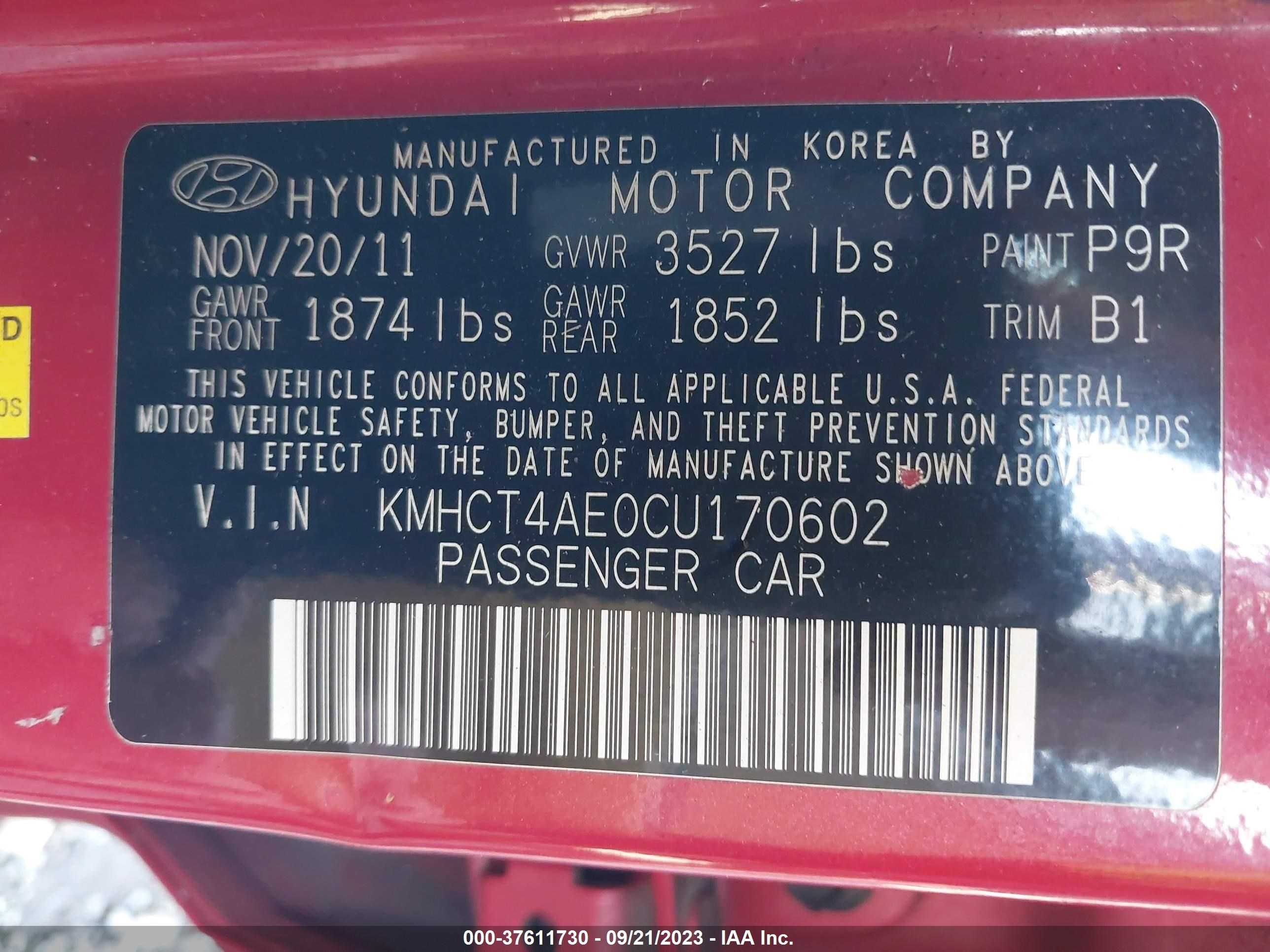 Photo 8 VIN: KMHCT4AE0CU170602 - HYUNDAI ACCENT 