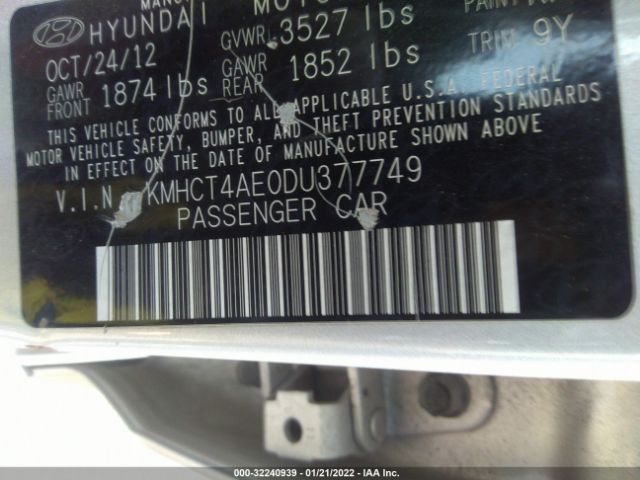 Photo 8 VIN: KMHCT4AE0DU377749 - HYUNDAI ACCENT 