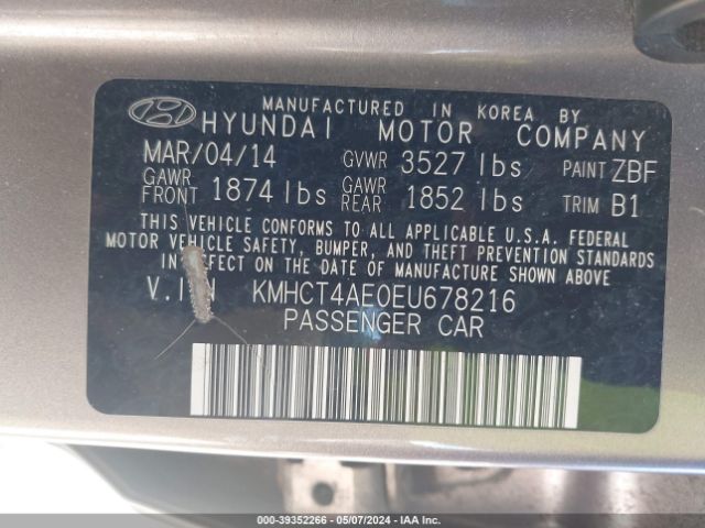 Photo 8 VIN: KMHCT4AE0EU678216 - HYUNDAI ACCENT 