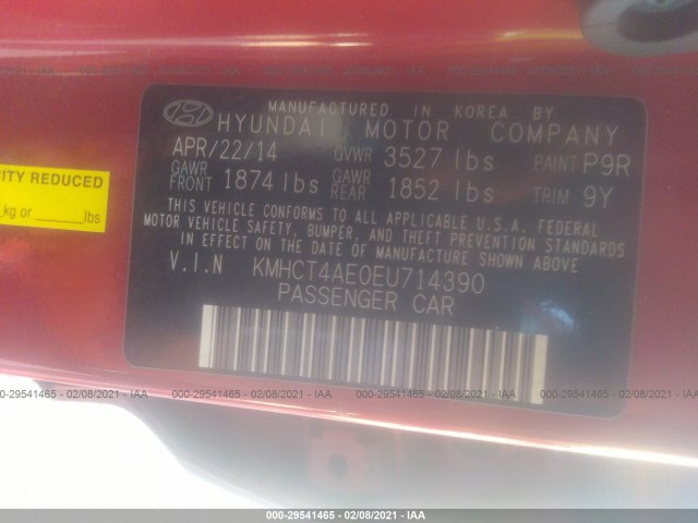 Photo 8 VIN: KMHCT4AE0EU714390 - HYUNDAI ACCENT 