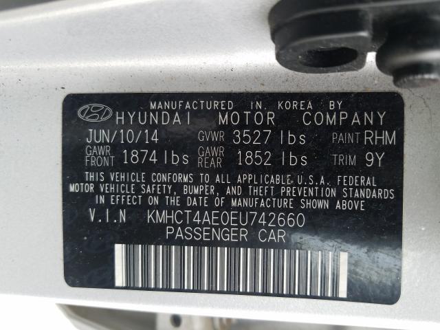 Photo 9 VIN: KMHCT4AE0EU742660 - HYUNDAI ACCENT GLS 