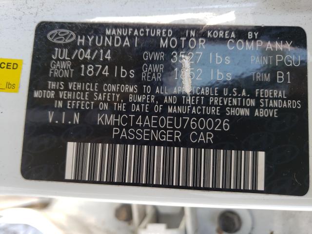 Photo 9 VIN: KMHCT4AE0EU760026 - HYUNDAI ACCENT GLS 