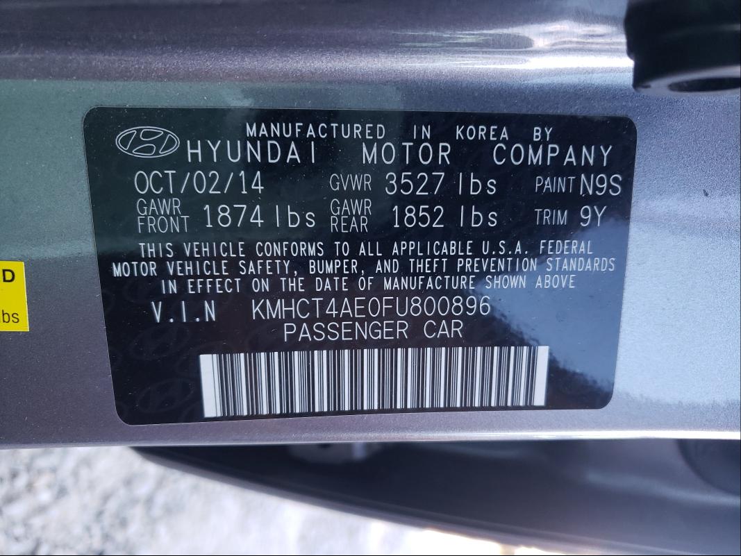 Photo 9 VIN: KMHCT4AE0FU800896 - HYUNDAI ACCENT 