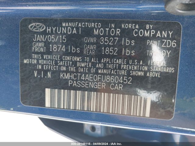 Photo 8 VIN: KMHCT4AE0FU860452 - HYUNDAI ACCENT 