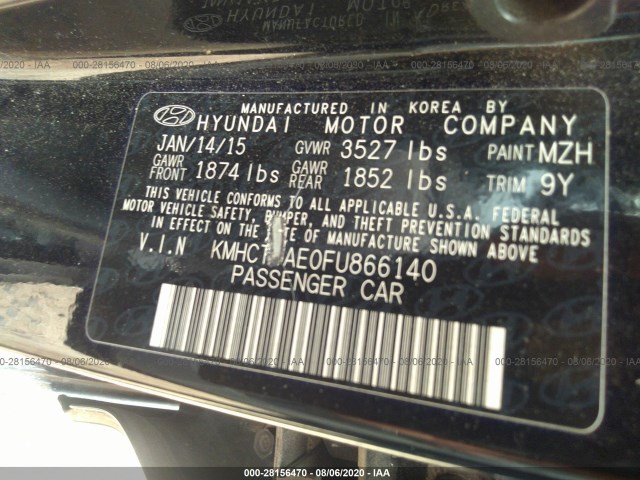 Photo 8 VIN: KMHCT4AE0FU866140 - HYUNDAI ACCENT 