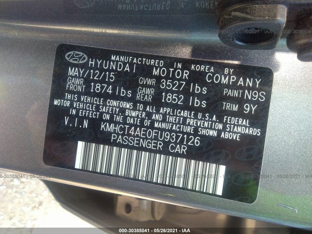 Photo 8 VIN: KMHCT4AE0FU937126 - HYUNDAI ACCENT 