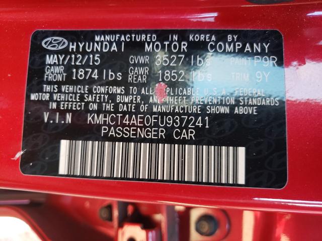 Photo 9 VIN: KMHCT4AE0FU937241 - HYUNDAI ACCENT GLS 