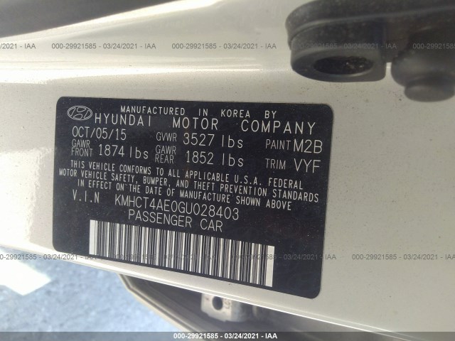 Photo 8 VIN: KMHCT4AE0GU028403 - HYUNDAI ACCENT 