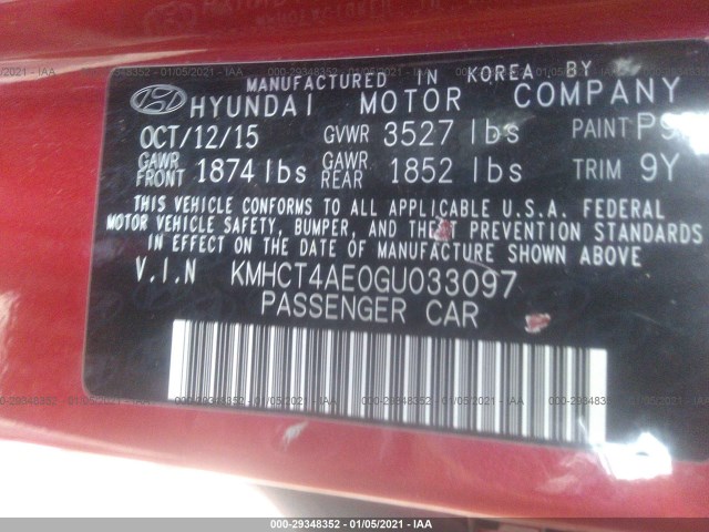 Photo 8 VIN: KMHCT4AE0GU033097 - HYUNDAI ACCENT 