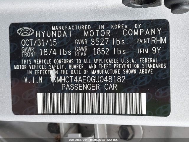 Photo 8 VIN: KMHCT4AE0GU048182 - HYUNDAI ACCENT 