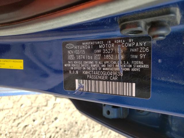 Photo 9 VIN: KMHCT4AE0GU049638 - HYUNDAI ACCENT SE 