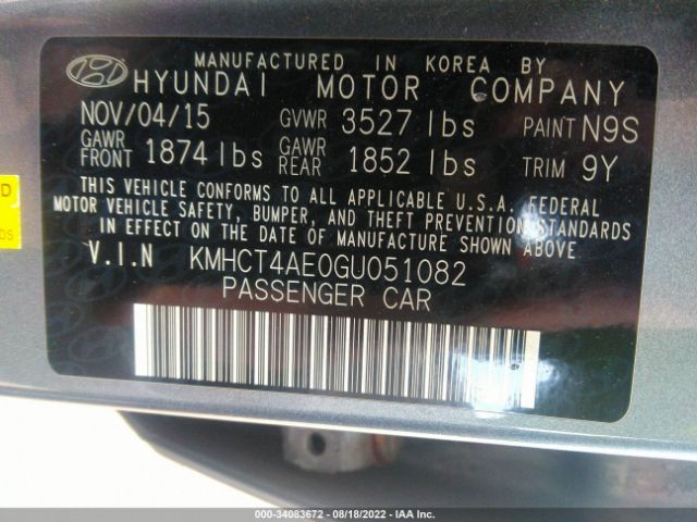 Photo 8 VIN: KMHCT4AE0GU051082 - HYUNDAI ACCENT 