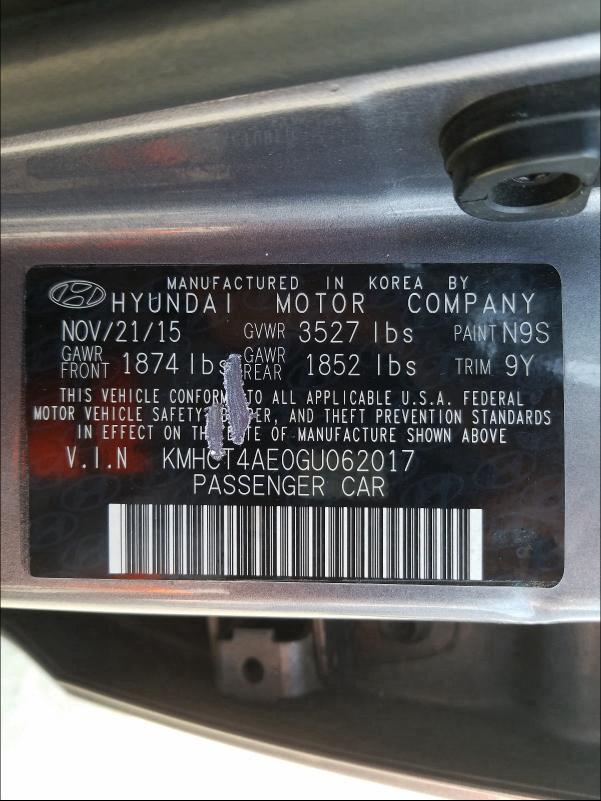 Photo 9 VIN: KMHCT4AE0GU062017 - HYUNDAI ACCENT SE 