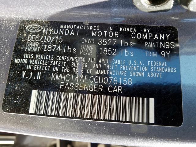 Photo 9 VIN: KMHCT4AE0GU076158 - HYUNDAI ACCENT SE 