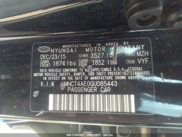 Photo 8 VIN: KMHCT4AE0GU085443 - HYUNDAI ACCENT 