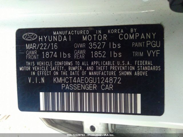 Photo 8 VIN: KMHCT4AE0GU124872 - HYUNDAI ACCENT 