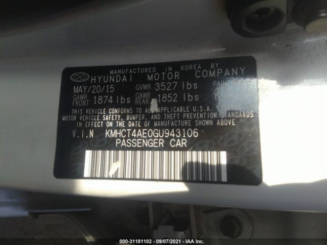 Photo 8 VIN: KMHCT4AE0GU943106 - HYUNDAI ACCENT 