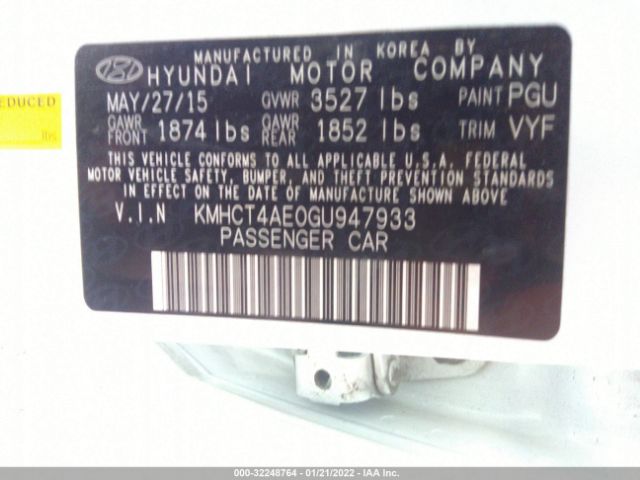 Photo 8 VIN: KMHCT4AE0GU947933 - HYUNDAI ACCENT 