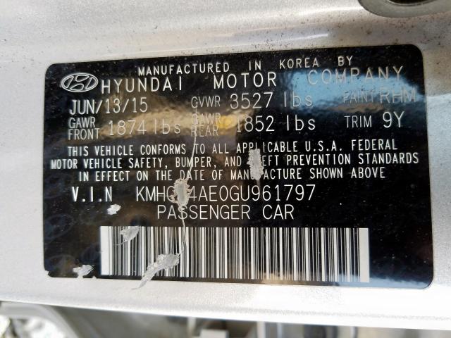 Photo 9 VIN: KMHCT4AE0GU961797 - HYUNDAI ACCENT SE 