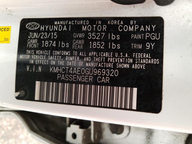 Photo 9 VIN: KMHCT4AE0GU969320 - HYUNDAI ACCENT SE 