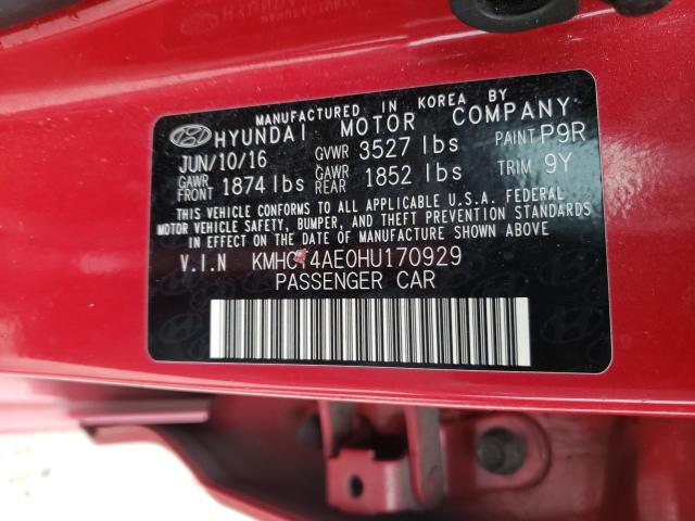 Photo 9 VIN: KMHCT4AE0HU170929 - HYUNDAI ACCENT SE 