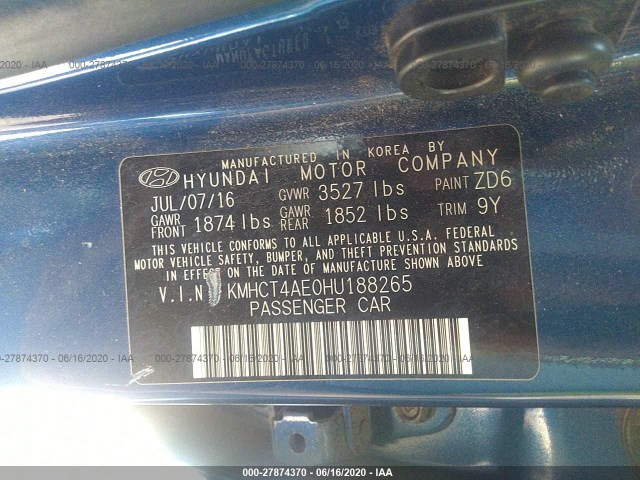 Photo 8 VIN: KMHCT4AE0HU188265 - HYUNDAI ACCENT 