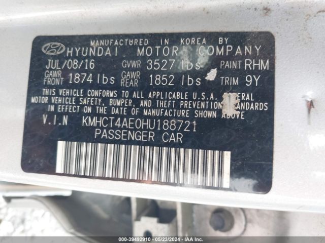 Photo 8 VIN: KMHCT4AE0HU188721 - HYUNDAI ACCENT 