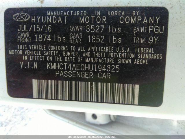 Photo 8 VIN: KMHCT4AE0HU194325 - HYUNDAI ACCENT 